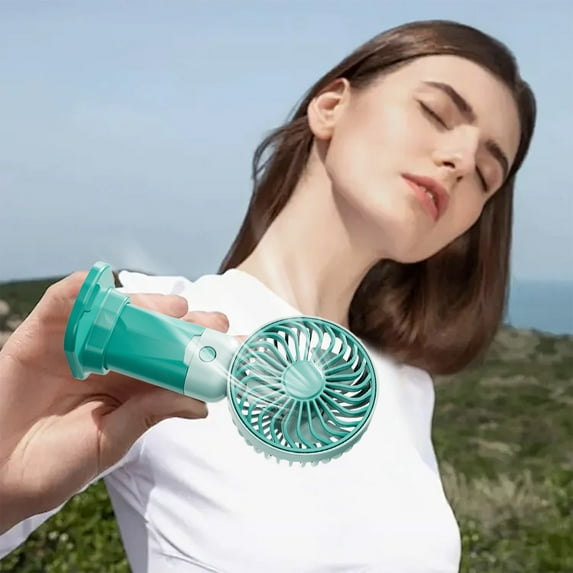 kkbbma under $5 Portable Fan, Battery Operated Fan, 3 Speeds, Makeup Fans for Women with Base, Handheld Desk Fan for Outdoor Indoor,Ultra Quiet