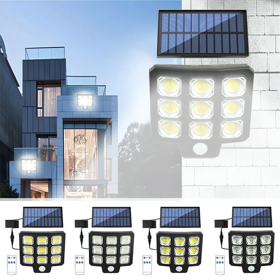 kkbbma under $5 Solar Street Lights Outdoor, Solar Lights Outdoor Wide Angle Solar Flood Lights Motion Sensor Dusk to Dawn Remote Control Waterproof IP66, Parking Lot Lights for Yard