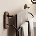 thumbnail image 1 of kkbbma under $5 Towel Holder for Bathroom Wall Walnut Bathroom Towel Rack Towel Bar, Non-Perforated Bathroom Storage Rack Towel Holder Luxury Double Towel Bar, 1 of 8