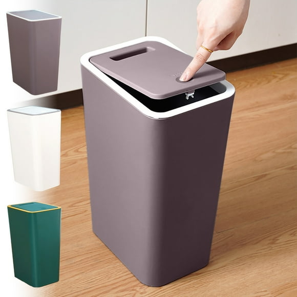 kkbbma under $5 Trash Can with Lid, 8.5 Liters Garbage Can with Press Top, Small Trash Can Dog Proof, Plastic Trash Bin, Waste Basket for Bathroom|Kitchen|Bedroom|Office