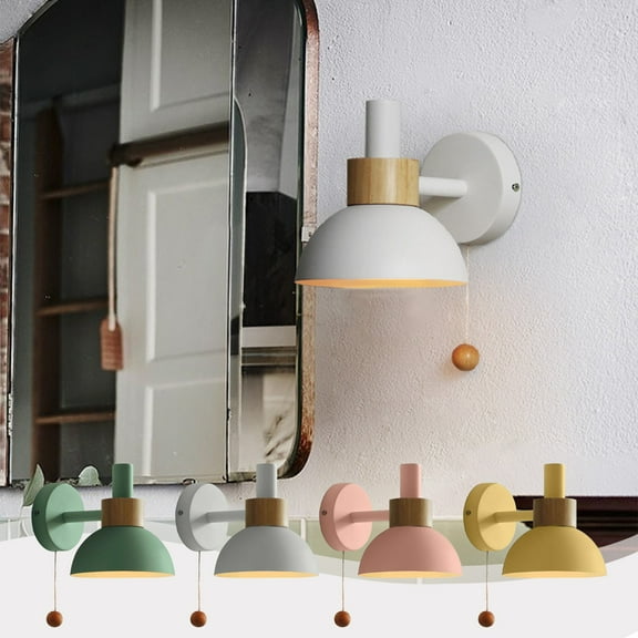 kkbbma under $5 Wall Sconces Lighting Fixture, Nordic Wooden Bedside Wall lamp for Industrial Bedroom, Bathroom Sink Lighting for Bathroom Hallway Living Room