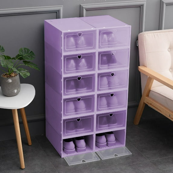 kkbbma Under $1 Shoe Storage Box, Clear Plastic Stackable Shoe Organizer for Closet, Space Saving Shoe Rack Sneaker Container Bin Holder