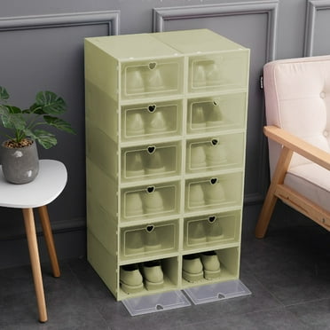 kkbbma Clearance Under $1 Shoe Storage Box, Clear Plastic Stackable Shoe Organizer for Closet, Space Saving Shoe Rack Sneaker Container Bin Holder