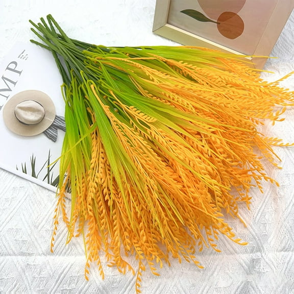 kkbbma under $5 Artificial Wheat Stalks, Faux Wheat Bouquet, Plastic Grasses for Home Decor, Office, Party, and Celebration Decoration