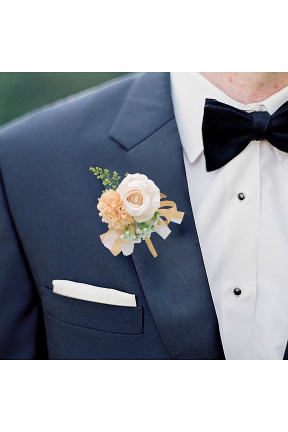 under $5 Bride Wedding Rose Boutonniere Groom Flower Buttonholes Prom Suit Decor for Men and Groomsmans
