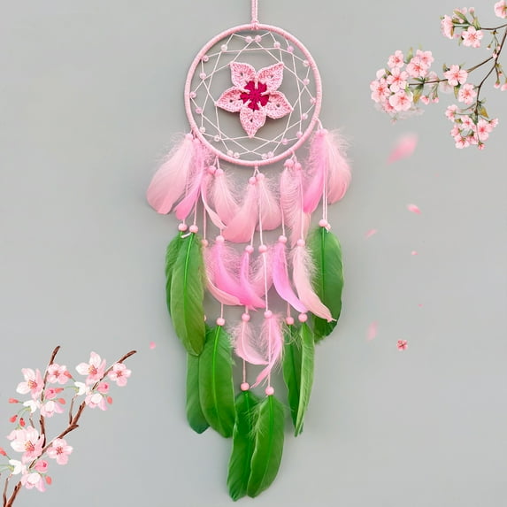 kkbbma under $5 Dream Catcher Flower Design Handmade Traditional Design Craft Ornament Wall Art Hanging Home Decoration Bedroom Wedding