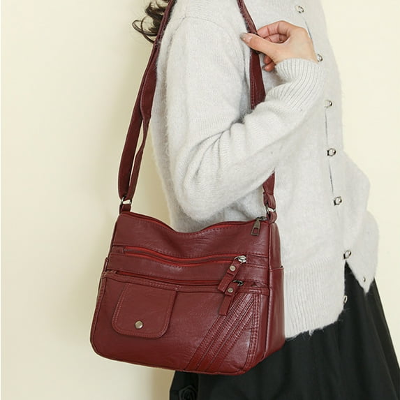 kkbbma under $5 Fashion Crossbody Bag For Women Shoulder Bag Soft PU Leather Handbags Purses Multi Pocket Hobo Tote Bag