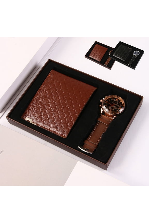 under $5 Gift Set Wallet Watch Set With Gift Box Men's Gift Father's Day Christmas Gift Business Gift