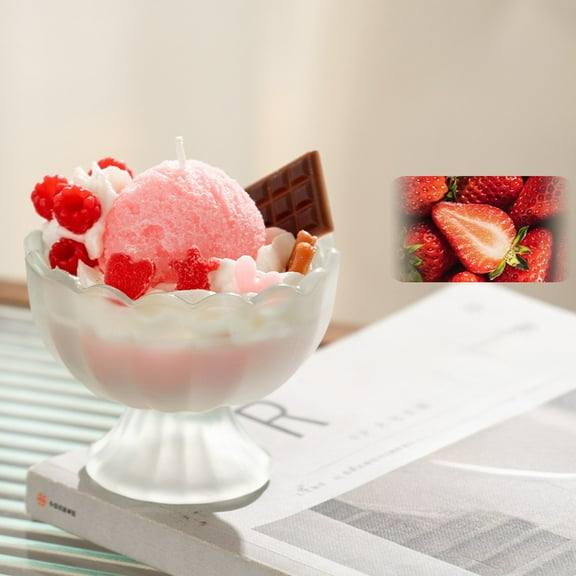 kkbbma under $5 Ice Cream Scoop Jar Candle in Glass Home Decorative Candle Gift for Women Candle for Birthday