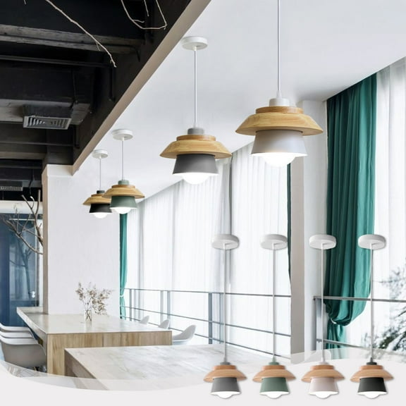 kkbbma under $5 Pendant Light,Solid Wood Ceiling Hanging Lamp,Modern Pendant Lighting for Kitchen Island Dining Room Coffee Bar