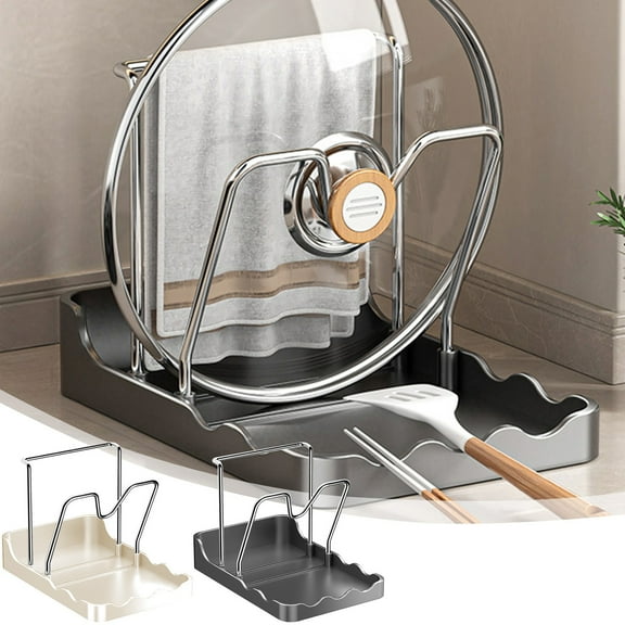 kkbbma under $5 Pot Lid Holder , Kitchen Spoon Rest with Lid Holder for Stove Top, Multifunctional Kitchen Pot Lid Organizer for Countertop