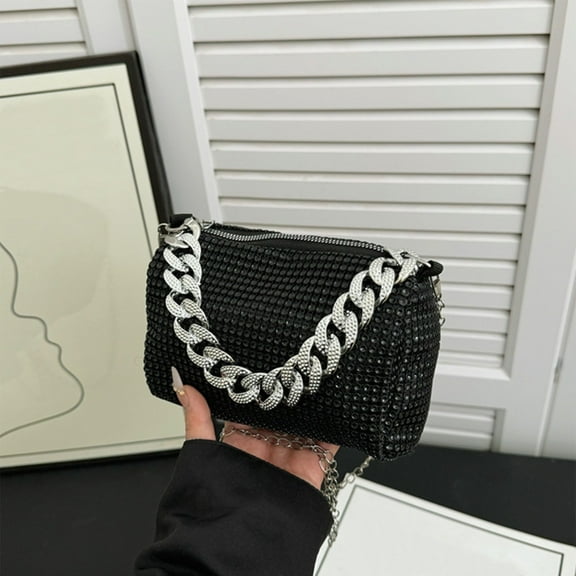 kkbbma under $5 Shoulder Bags Crossbody Bag Purses Handbags Crystals Rhinestone Evening Bag for Women Clutch Purse with Chain
