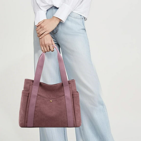 kkbbma under $5 Tote Bags for Women Canvas Tote Purses Shoulder Bag Medium Handbag Top Handle Work Bags