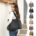 thumbnail image 1 of kkbbma under $5 Tote Bags for Women Canvas Tote Purses Shoulder Bag Medium Handbag Top Handle Work Bags, 1 of 9