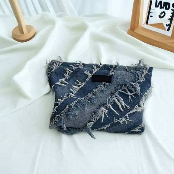 kkbbma under $5 Women Small Shoulder Bags Quilted Crossbody Distressed Jean Denim Purse Bag Clutch Handbag with Strap