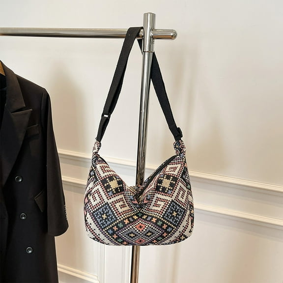 kkbbma under $5 Women's Crossbody Bag Contrast Color Plaid Striped Saddle Shoulder Handbag Underarm Satchel Tote Clutch Purse Hobo Bag