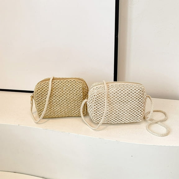 kkbbma under $5 Women's Straw Woven Shoulder Bag Tote Handbag Summer Beach Purse