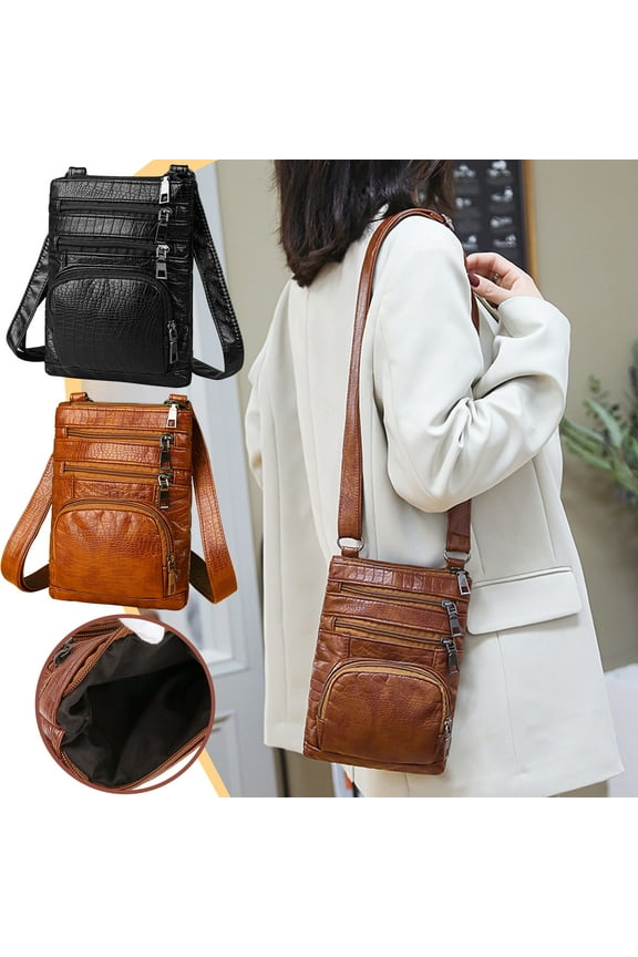 under $5 Womens Soft Leather Crossbody Handbags and Purses- Premium Sling Crossover Shoulder Bag with Multi Pockets