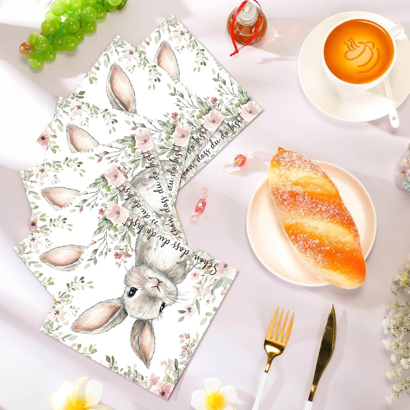 kkbbma Easter under $5 40Pcs Easter Guest Napkins Easter Bunny Disposable Paper Napkins Colorful Dinner Hand Towel Napkins for Spring Holiday Party Table Decor