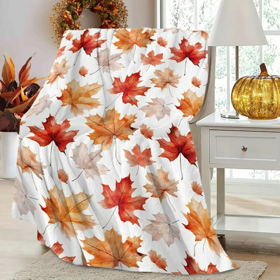 kkbbma Fall Decorative Throw Blanket - Fall Throw Blanket Pumpkin Blanket Thanksgiving Harvest Home Decor Autumn Leaves Fall Leaf Bird Soft Fleece Blankets for Couch Chair Bedroom