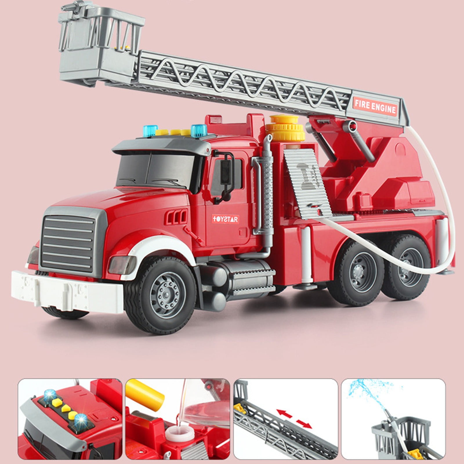 kkbbma Fire Truck Aerial Ladder Toy - Rescue Toy Truck with Sound & Light,Fire Truck Toy for 4 5 6 7 8 9 Year Old Boy Toy