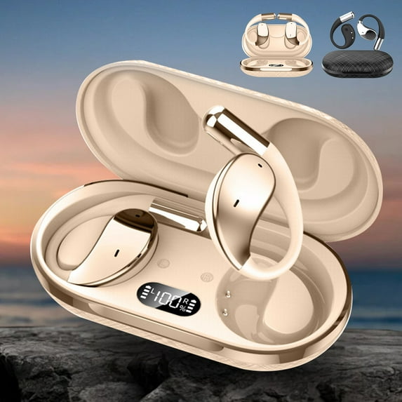 kkbbma Wireless Earbuds Bluetooth 5.4 Headphone - Bluetooth Earbuds Stereo Deep Bass Over Ear Bud with Earhooks, Noise Cancelling Mic, Waterproof Earphone for Workout/Running