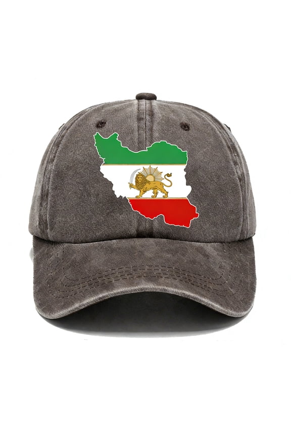 Iranian Flag Map Hat, Patriotic Iran Map Cap, Embroidered Iranian Flag Design Hat for Men Women, Adjustable Baseball Cap for Outdoor Sports Travel