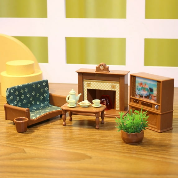 kkbbma under $5 Miniature Furniture Kit Living Room Fake House Set - Dollhouse Mini Furniture Decoration Set DIY Accessories Including Dining Room Sitting Living Bedroom Toys for Baby