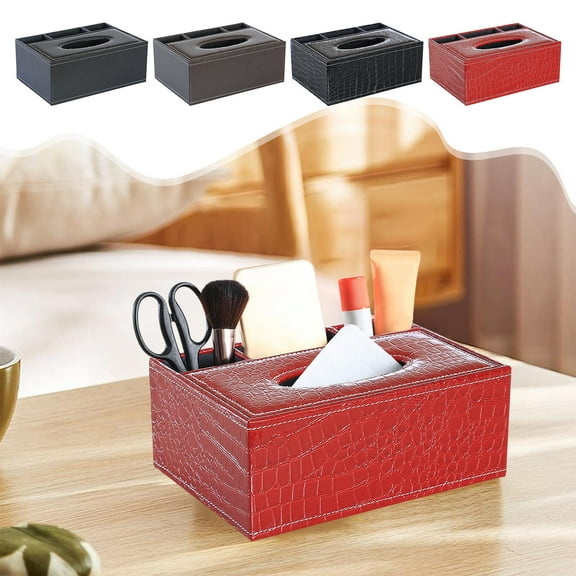 kkbbma PU Leather Tissue Box Holder, Rectangular Napkin Facial Tissues Holder Dispenser,Home Office Car Tissue Box Cover Decorative Container
