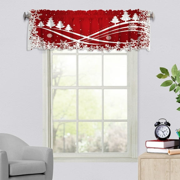 kkbbma under $5 Christmas Valance Curtains for Kitchen Blackout Thermal Insulated Rod Pocket Window Valances Short Curtains for Bathroom and Laundry Decoration