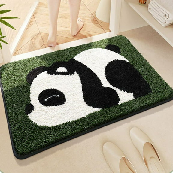 kkbbma under $5 Cute Panda Bathroom Rugs - Adorable Animal Bath Mat Cartoon Floor Mats, Non Slip Extra Absorbent Soft Bath Rug, Machine Washable, Bathtub Carpet Shower Indoor Area Use