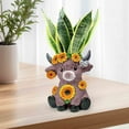 thumbnail image 1 of kkbbma Spring Cow Flowerpot, Summer Sunflower Cow Resin Planter, Highland Calf Figurine for Home Garden Decor, Cute Cow Lovers Gift for Kitchen Office, 1 of 6