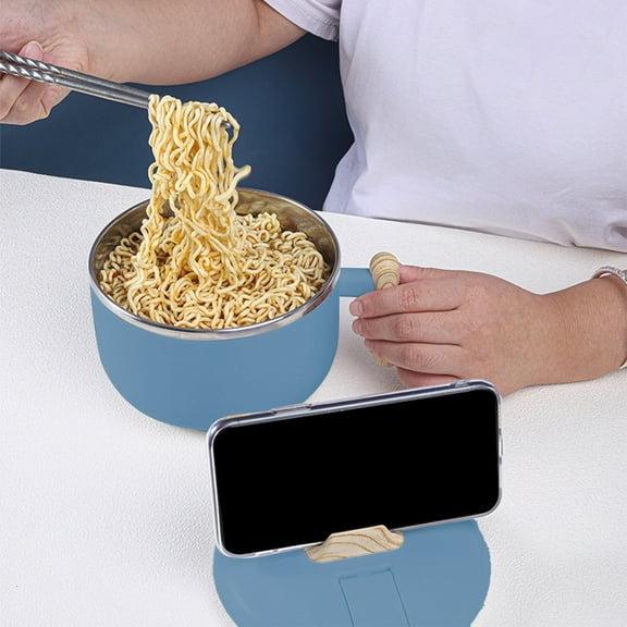 kkbbma under $5 Ramen Bowl Soup Bowls with Lid and Handles Noodles Pasta Cereal Salad Stainless-steel Bowls with Drain Hole Instant Noodle Cup for Girls or Guys