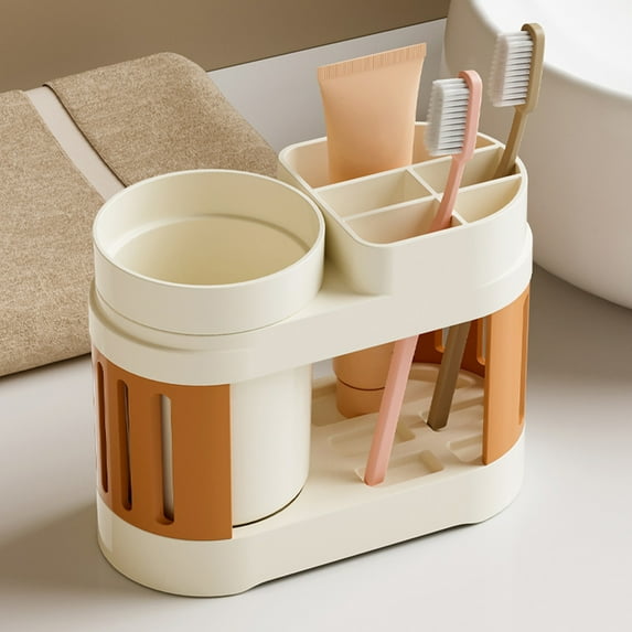 kkbbma under $5 Toothbrush Holders for Bathrooms, Tooth Brush Holder with 6 Slots Bathroom Vanity Organizer Countertop for Electric Toothbrushes, Toothpaste, Razors