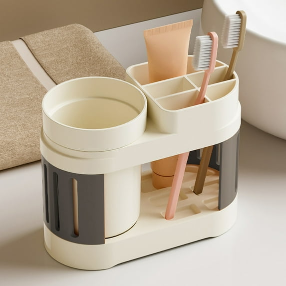 kkbbma under $5 Toothbrush Holders for Bathrooms, Tooth Brush Holder with 6 Slots Bathroom Vanity Organizer Countertop for Electric Toothbrushes, Toothpaste, Razors