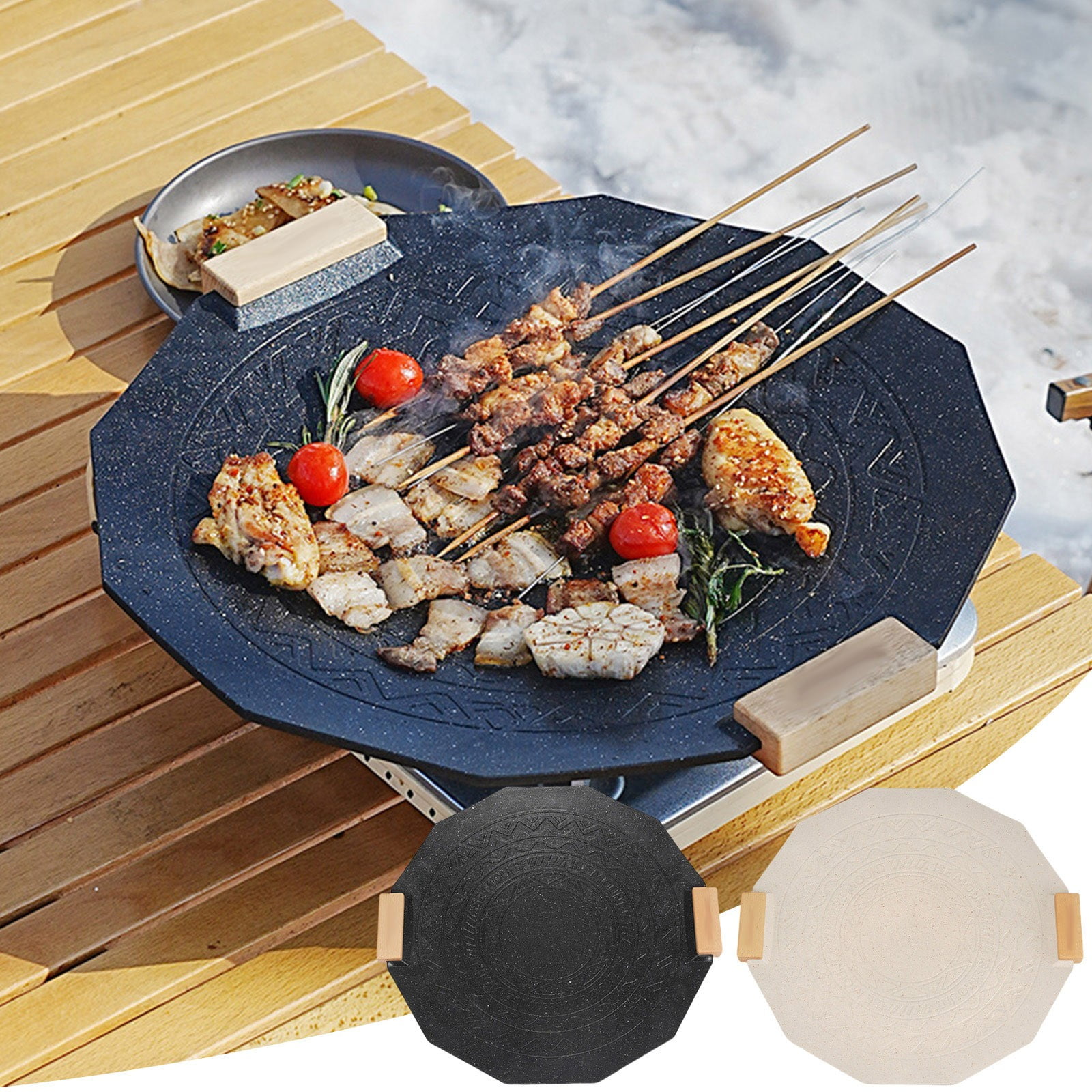 kkbbma under $5 Korean BBQ Grill - Nonstick Griddle Pan, Cast Iron for ...