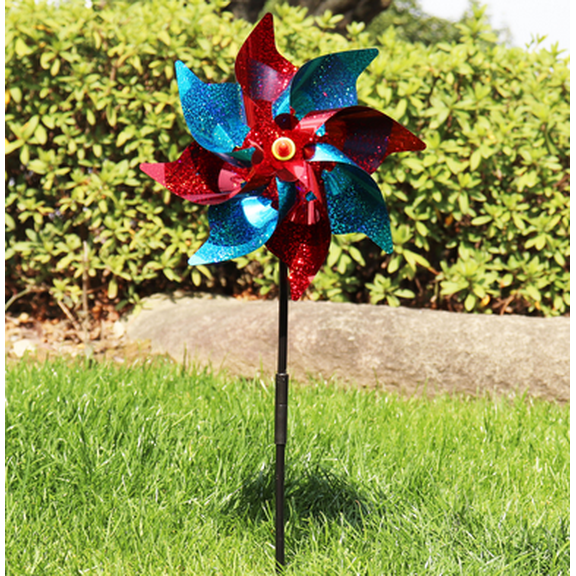 kkbbma Summer Windmill, Large Plastic WindmillToyforKids, Colorful Spinning Windmill for Orchard Farm Garden Decor, Outdoor WindmillToyfor Yard Lawn Patio Decoration