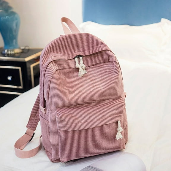 kkbbma under $5 Backpack for Teens, Corduroy Bookbag, Lightweight Laptop Bags for Women Travel Daypacks