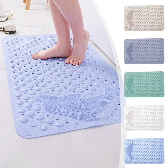kkbbma under $5 Bathtub and Shower Mats, Non-Slip Bath Mat, Machine Washable Bath Tub Mat with Suction Cups & Drain Holes for Bathroom