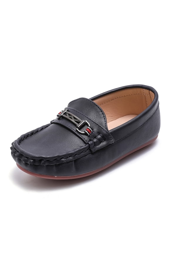 Boy Girl Loafer Slip-On Dress Flat Shoes Kid Black 10 Toddler