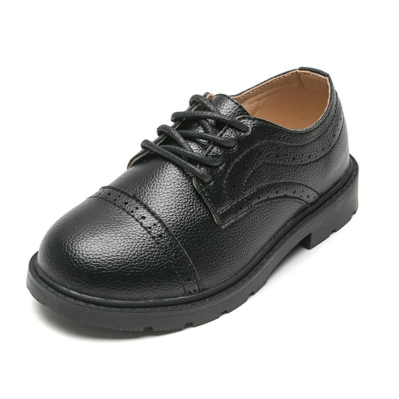 kkdom Boys Girls Dress Oxfords Shoes School Shoes For Kids Lace Up Leather Shoes Black 2 Little Kid