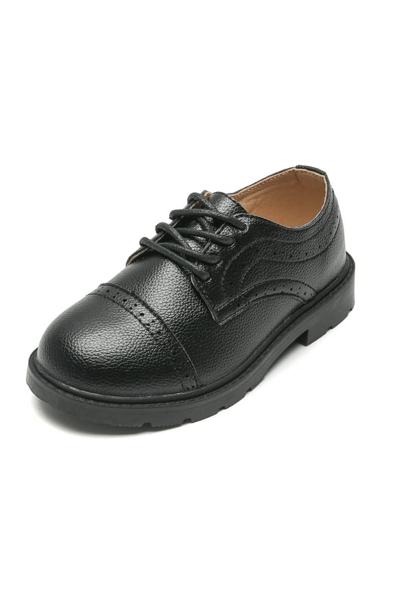 Boys Girls Dress Oxfords Shoes School Shoes For Kids Lace Up Leather Shoes Black 7 Toddler