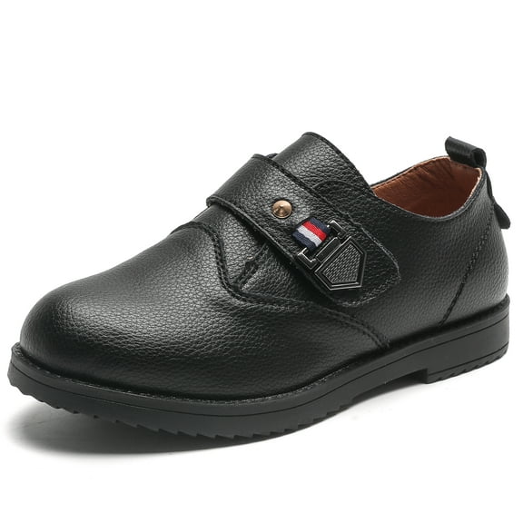 kkdom Boys Girls Dress Shoes Oxfords Formal Leather Shoes Wedding School Uniform Black Size 9.5 Toddler