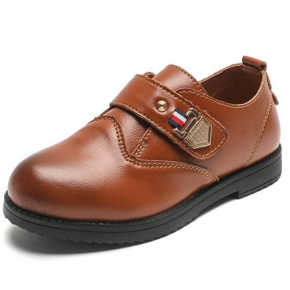 kkdom Boys Girls Dress Shoes Oxfords Formal Leather Shoes Wedding School Uniform Brown Size 3 Little Kid