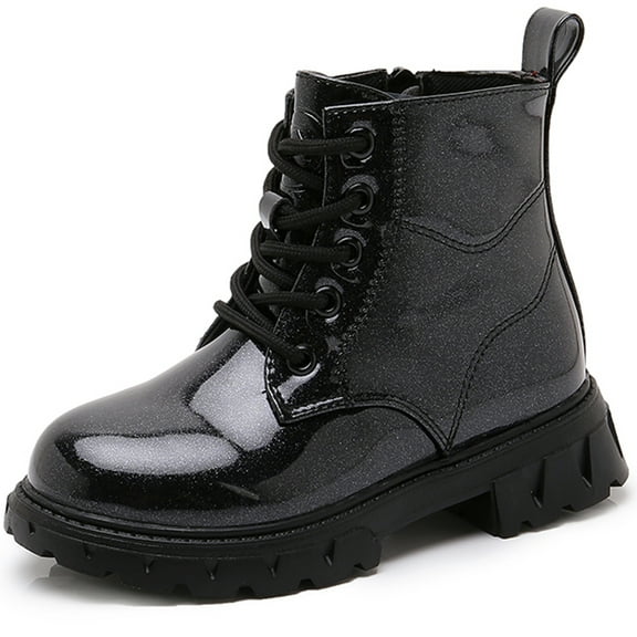 kkdom Boys Girls Kid Combat Boots Unisex Black Size 11 Little Kid