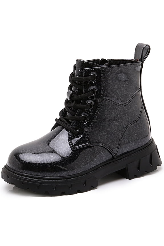 Boys Girls Kid Combat Boots Unisex Black Size 8 Toddler