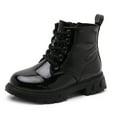 thumbnail image 1 of kkdom Boys Girls Kid Combat Boots Unisex Glossy Black Size 2 Little Kid, 1 of 7