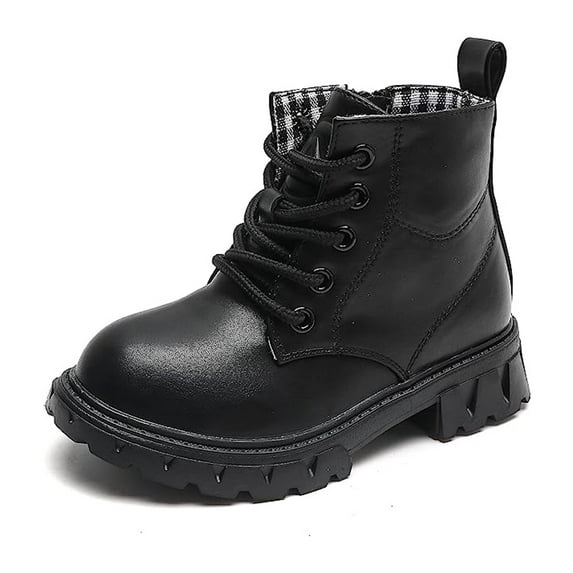 kkdom Boys Girls Kid Combat Boots Unisex Matte Black Size 12.5 Little Kid