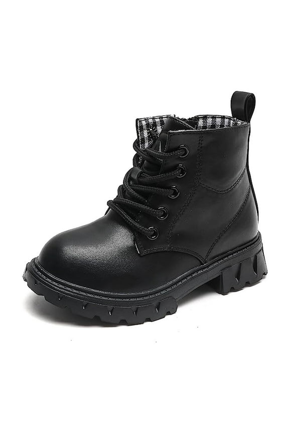 Boys Girls Kid Combat Boots Unisex Matte Black Size 13 Little Kid