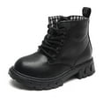 thumbnail image 1 of kkdom Boys Girls Kid Combat Boots Unisex Matte Black Size 3 Little Kid, 1 of 7
